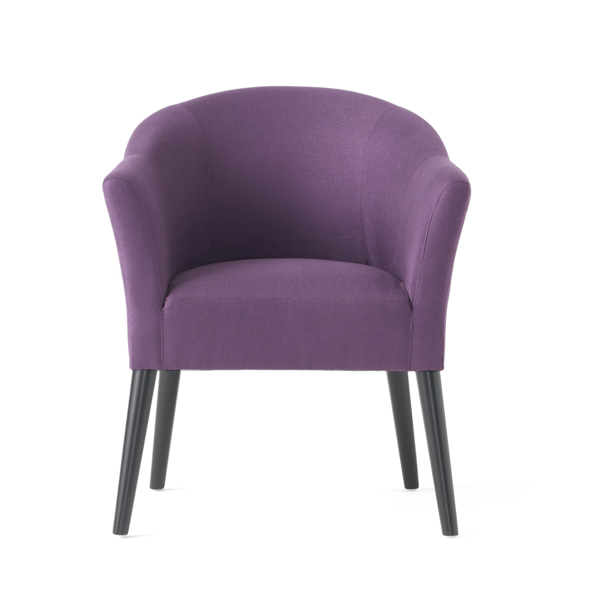 Fabric Arm Chair With Wooden Legs And Cushioned Seat - Plum - Image 4