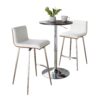 Mason - 3 Piece Swivel Mid-Century Modern Counter Height Dining Set With Adjustable Table - Chrome / Brown / White - Image 4