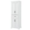 Freestanding Bathroom Vanity, Elegant Design With 4 Doors & 1 Drawer, Adjustable Shelves, Damping Hinges - White - Image 11