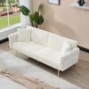 Corduroy Foldable Double Sofa Bed With Folding Armrests For Living Rooms And Small Spaces - White - Image 7