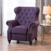 Accented Push Back Recliner Chair With Rolled Arms, Cocooning Comfort - Plum - Image 9