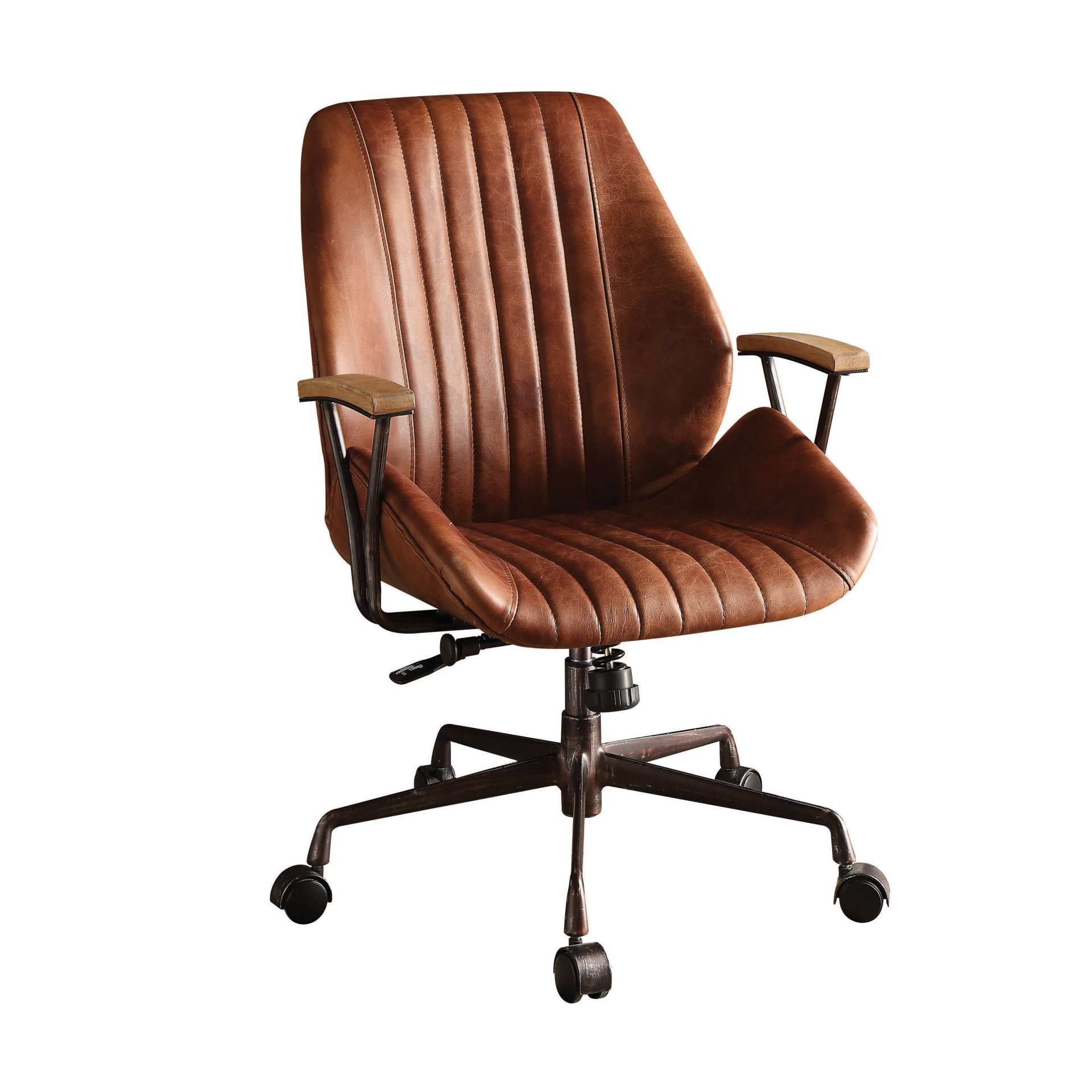 Brancaster - Aluminum Top Grain Leather Office Chair - Coffee - Image 6