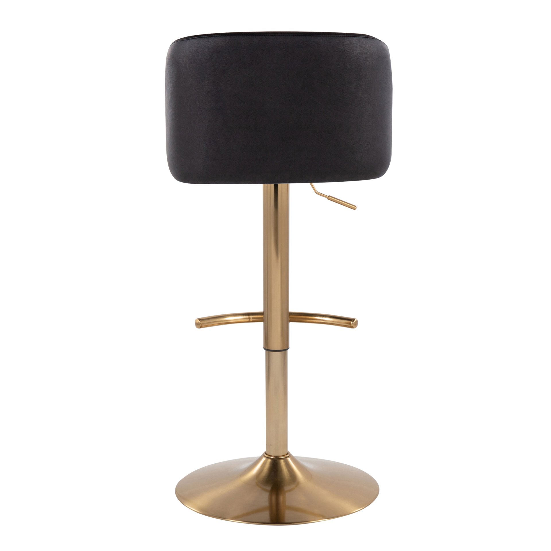 Toriano - Contemporary Adjustable Barstool With Swivel With Rounded T Footrest (Set of 2) - Black / Gold - Image 5