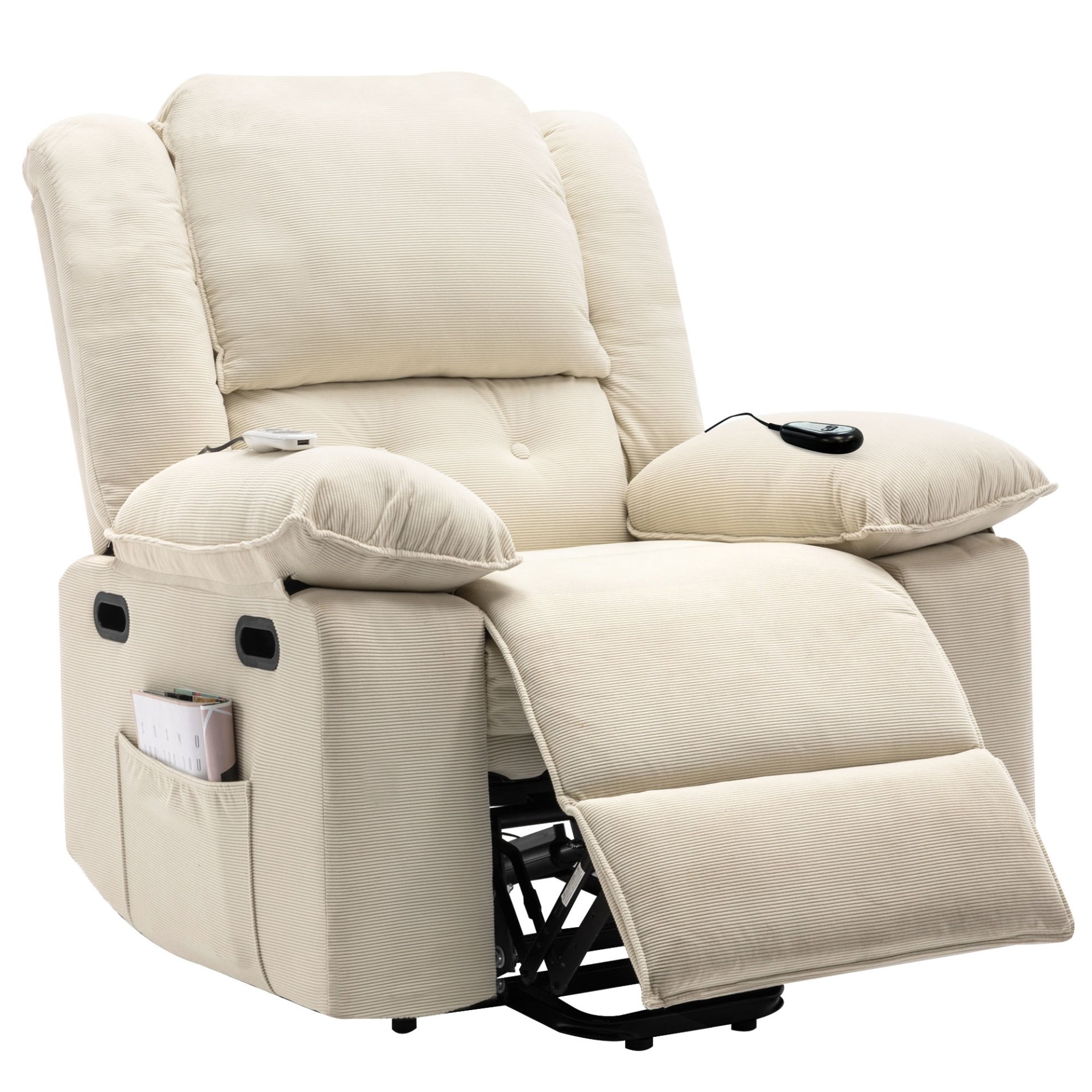 Massage Recliner, Power Lift Chair With Adjustable Massage And Heating Function, Recliner Chair & Infinite Position And Side Pocket For Living Room - Beige - Image 15