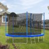 12Ft Trampoline For Adults & Kids With Basketball Hoop, Outdoor Trampolines With Ladder And Safety Enclosure Net For Kids And Adults - Blue - Image 5