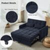 Loveseat Sofa Pull Out Sofa Bed Tufted Sleeper Sofa With An Adjustable Backrest, 3 USB Ports And 2 Lumbar Pillows For Living Room - Blue - Image 7