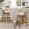 Bahama - Cane High Back Swivel Counter Stool With Recessed Arms Textured Weave - Taupe Beige - Image 12