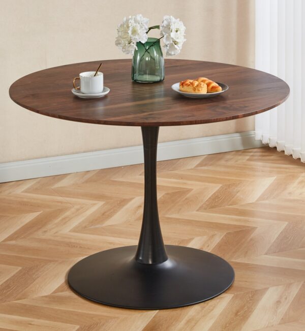 Tulip Table Mid-Century Dining Table For 4 - 6 People With Round MDF Table Top, Pedestal Dining Table, End Table Leisure Coffee Table - Walnut