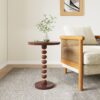 Modern Mango Wood Round End Table With Gold Accents, Solid Wood - Honey - Image 2
