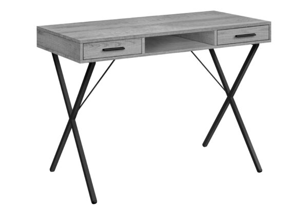 Computer Desk, Home Office, Laptop, Left, Right Set-Up, Storage Drawers, Work, Contemporary, Modern - Gray