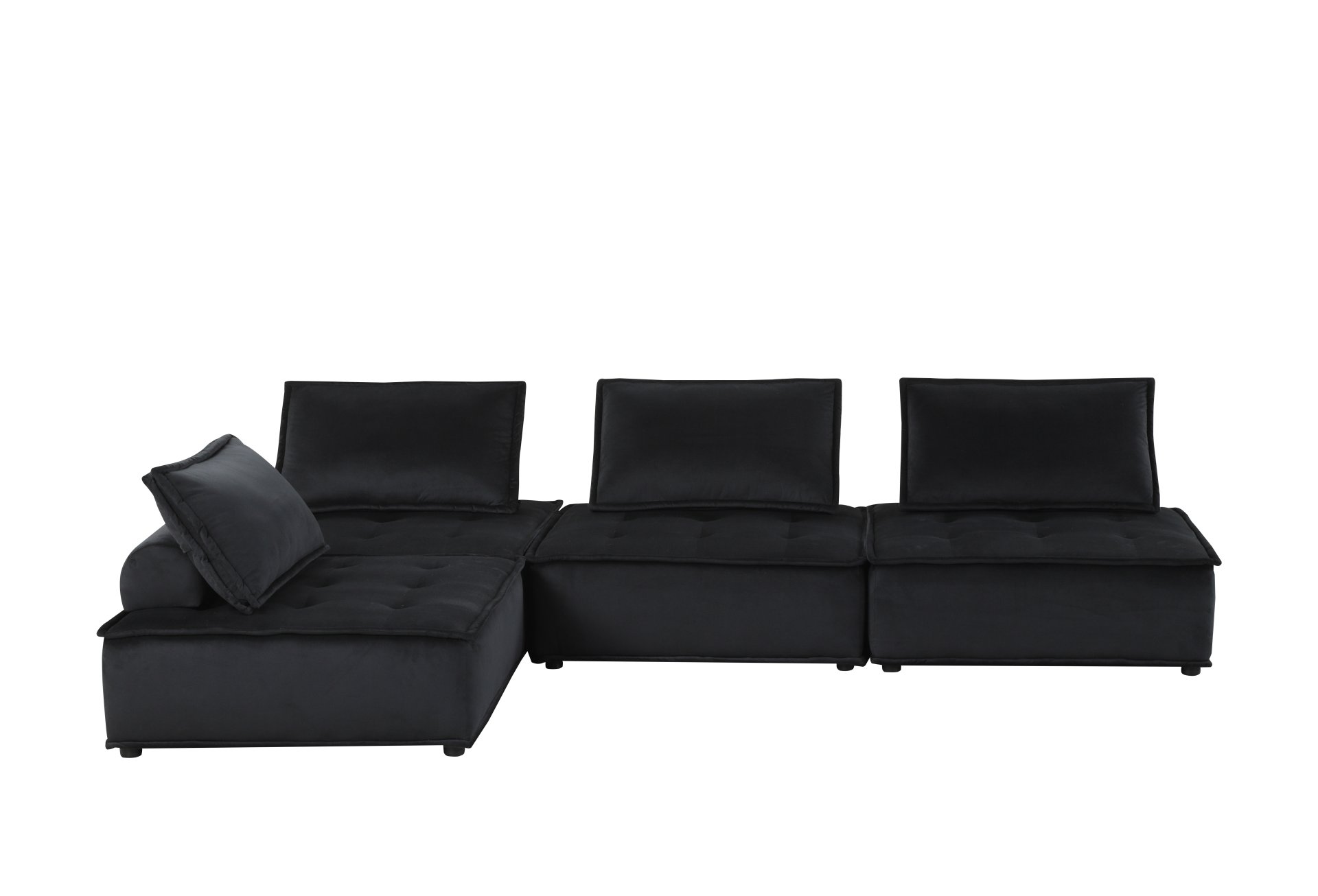 Anna - Velvet 4 Piece Sectional Sofa - Black - Image 5