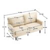 Mid Century Modern Loveseat Sofa, 2 Seater With USB & Removable Pillow Cover - Camel - Image 3