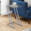 Accent Table, C - Shaped, Tempered Glass, Contemporary & Modern - Silver - Image 6