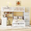 Full Over Twin Bunk Bed With Desk, Drawers And Shelves - White - Image 21