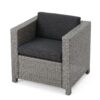 Outdoor Club Chair With Water Resistant Cushion And Square Arms (Set of 4) - Black - Image 4