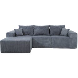 4 Piece Modular L Shaped Sectional Sofa With Spacious Chaise Lounge Corduroy Upholstery - Gray