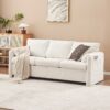 Modern 3 Seater Sofa Chenille Couch Plush Triple Seater Sofa With High Density Foam Cushions, Deep Seat Living Room Couch For Family Room, Apartment & Home Theater - Ivory White - Image 4
