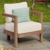 Outdoor Acacia Wood Patio Club Chair, Patio Furniture, Waterproof Thick Cushion Deep Seating For Porch, Weight Capacity 400Lbs - Brown Wash / Beige - Image 7