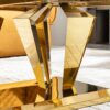 Modern Rectangular Coffee Table With Marble Pattern Top, Stainless Steel Base - Gold - Image 6