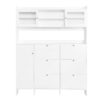 Multifunctional Tipping Bucket Shoe Cabinet With Storage Shelf & 6 Flip Drawers, Large Hall Tree With Tempered Glass Doors, Foyer Cabinet With 4 Hooks For Hallway - White - Image 11