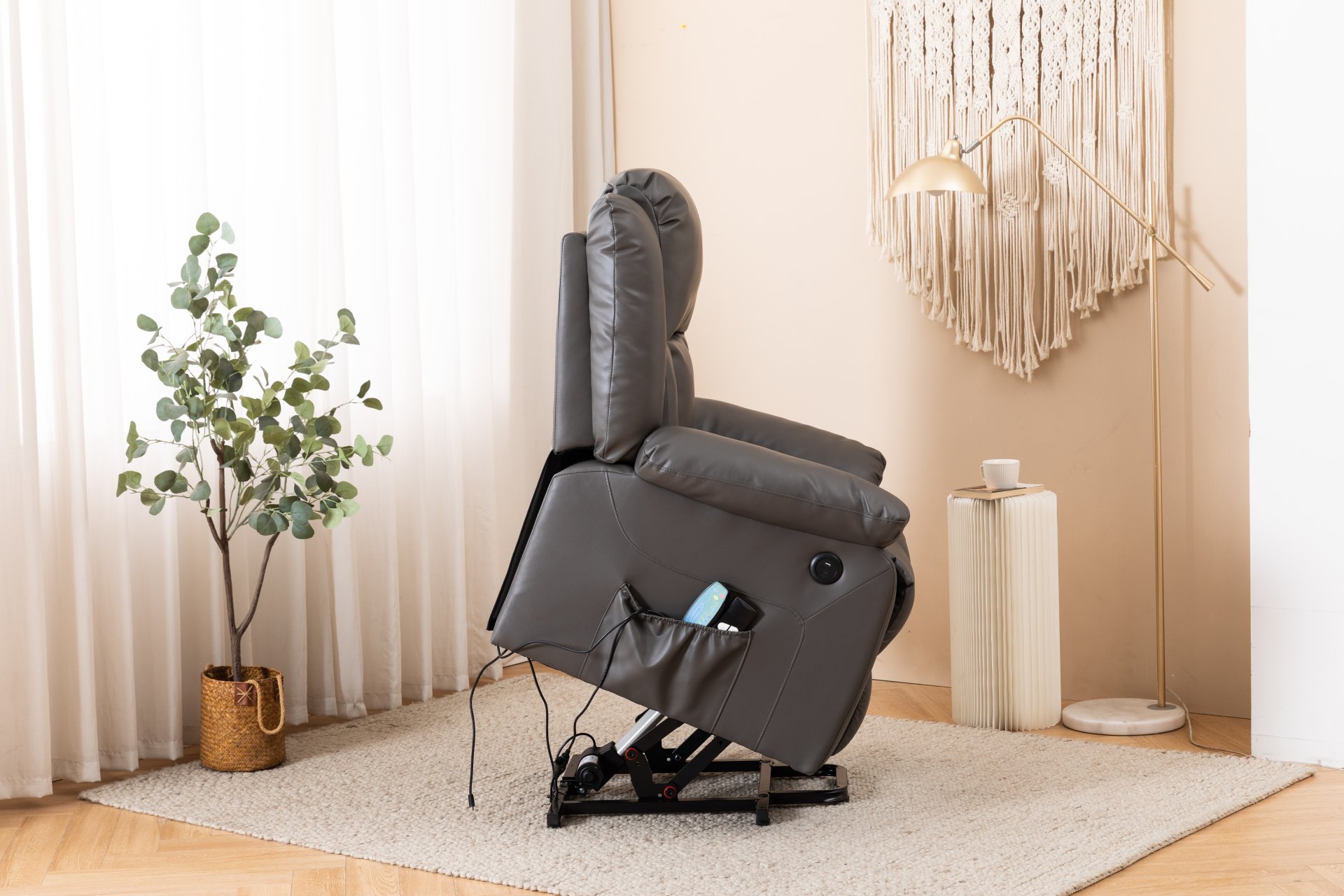 Electric Power Massage Recliner Chair - Dark Gray - Image 14