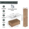 Modern Imitative Wall Mounted Bathroom Vanity With Resin Sink & 2 Side Cabinet, Soft Close Drawer - Imitative Oak - Image 8