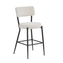 Modern Teddy Fabric Upholstered Bar Stools (Set of 2) - White