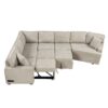 L-Shaped Sofa Sectional Sofa Couch Pull-Out Sofa Bed With Charging Devices And Cup Holders For Living Room - Beige - Image 14