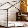 Full Size Bed House Frame With Shelves And Lights - Black - Image 17