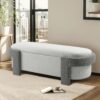 Large Versatile Storage Ottoman Bench: Spacious, Durable, Stylish - White / Light Gray - Image 5