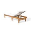 Outdoor Chaise Lounge With Acacia Wood Frame - White / Teak - Image 7