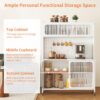 Contemporary Kitchen Pantry Cabinet With Glass Doors, Adjustable Shelves, Steel - Brushed Nickel - Image 10