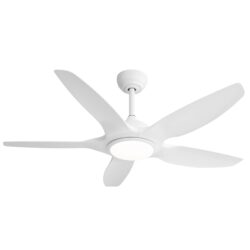 Indoor Ceiling Fan With 5 ABS Blades Remote Control Reversible Dc Motor For Living Room - White