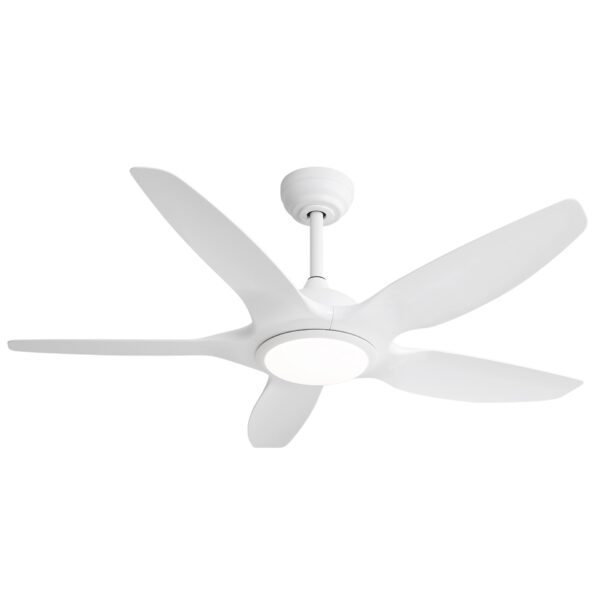 Indoor Ceiling Fan With 5 ABS Blades Remote Control Reversible Dc Motor For Living Room - White