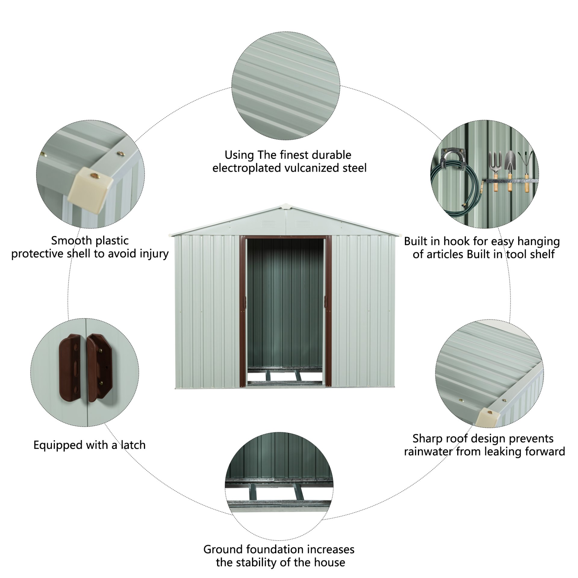 88.98" Outdoor Metal Storage Shed With Window - White - Image 10