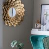 Mirrored Floral Wall Decor, Wall Mirror For Living Room Entryway - Gold - Image 3