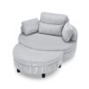 Corduroy Sofa With Two Throw Pillows And A Waist Pillow With An Extra Tray For Comfortable Seating In Small Apartment Bedrooms - Gray - Image 7