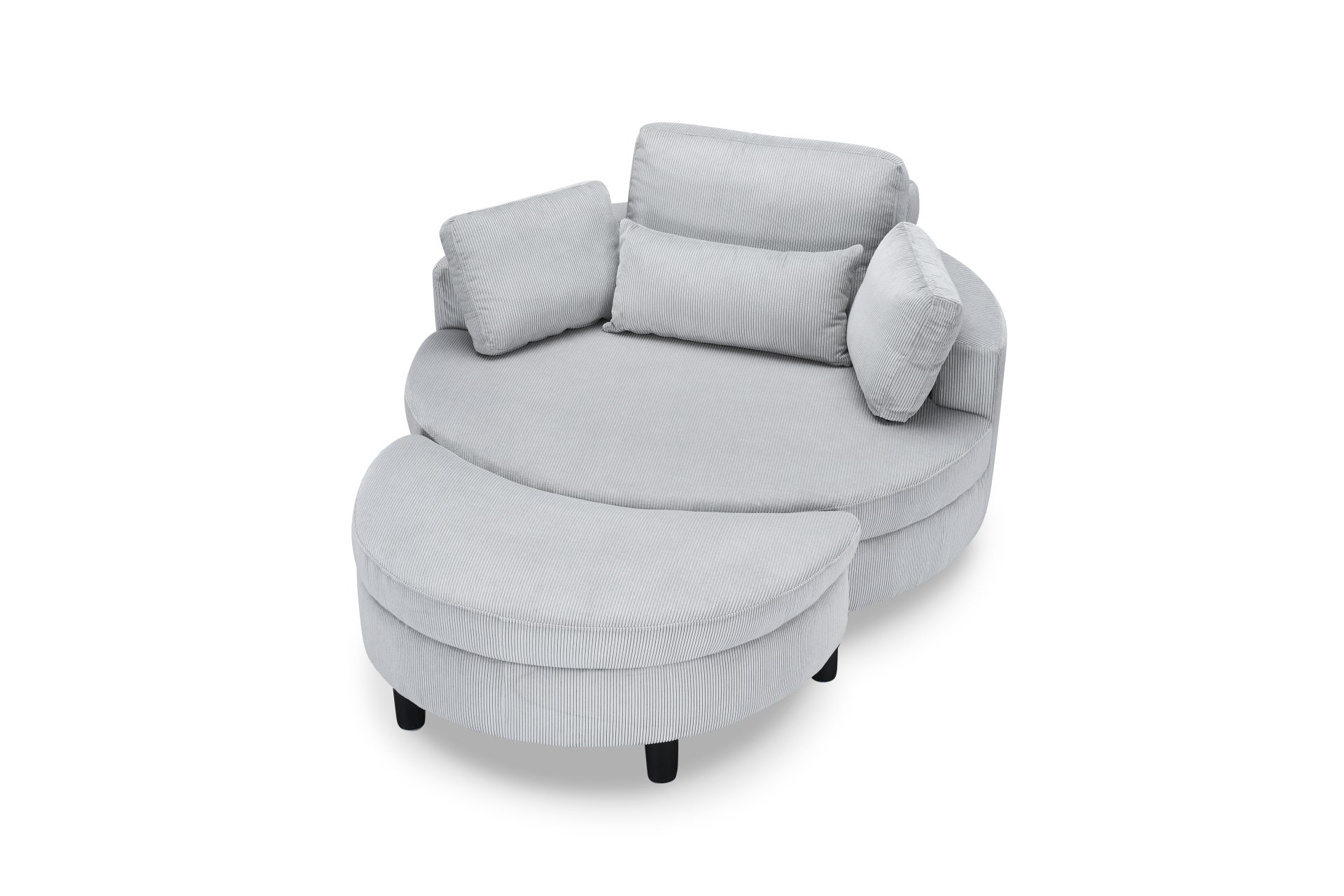 Corduroy Sofa With Two Throw Pillows And A Waist Pillow With An Extra Tray For Comfortable Seating In Small Apartment Bedrooms - Gray - Image 7
