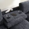 Sectional With Bluetooth Speaker Comfy Cloud Couch Set With Drop Down Table Cup Holders, USB Charger Storage Armrest Wide Seat Sofa - Dark Gray - Image 11