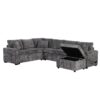 Sectional Sofa Pull-Out Sofa Bed Sleeper With A Storage Ottoman, Three Pillows And Charging Devices For Living Room - Gray - Image 13
