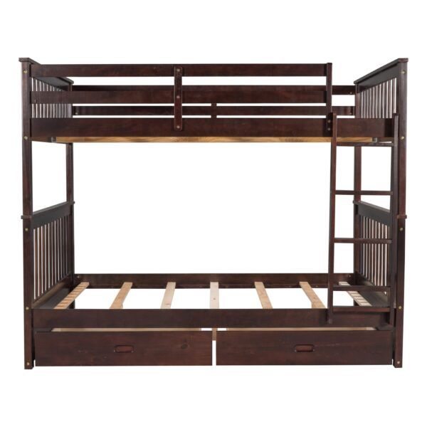 Full Over Full Bunk Bed With Ladders And 2 Storage Drawers - Espresso