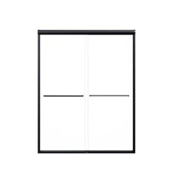 Modern Semi Frameless Double Sliding Shower Door With 1 / 4" Sgcc Tempered Glass - Matte Black