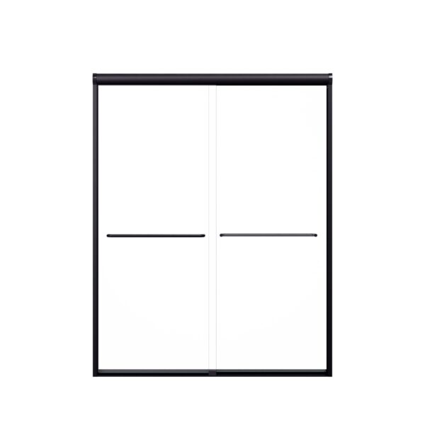 Modern Semi Frameless Double Sliding Shower Door With 1 / 4" Sgcc Tempered Glass - Matte Black