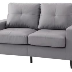 Versatile Casual Loveseat With Track Arms - Gray