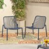 Kincaid - Stackable Iron Chairs Set - Matte Navy Blue - Image 2