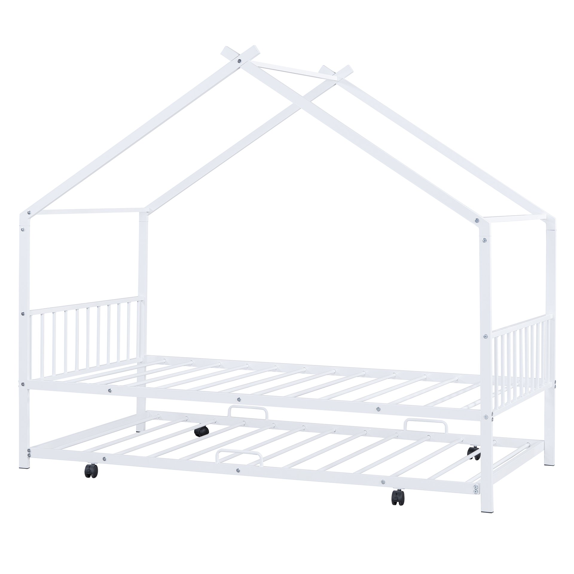 Twin Size Playhouse Design Bed With Twin Size Trundle - White - Image 6
