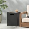 Modern Iron Tank Holder Side Table With Powder Coated Frame - Brown / Gold - Image 2