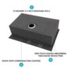 33" Drop In Kitchen Sink With Ledge Workstation, Single Bowl, 16 Gauge Stainless Steel - Black / Gray - Image 8