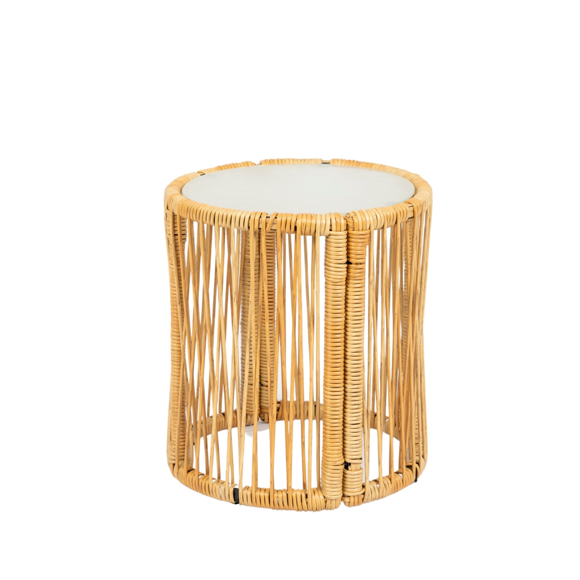 3 Pieces Outdoor Patio Wicker Furniture Sets Table And Chairs With Thick Cushion Outdoor Sofa Set Wicker And Cushion - Natural Yellow / Creme - Image 10