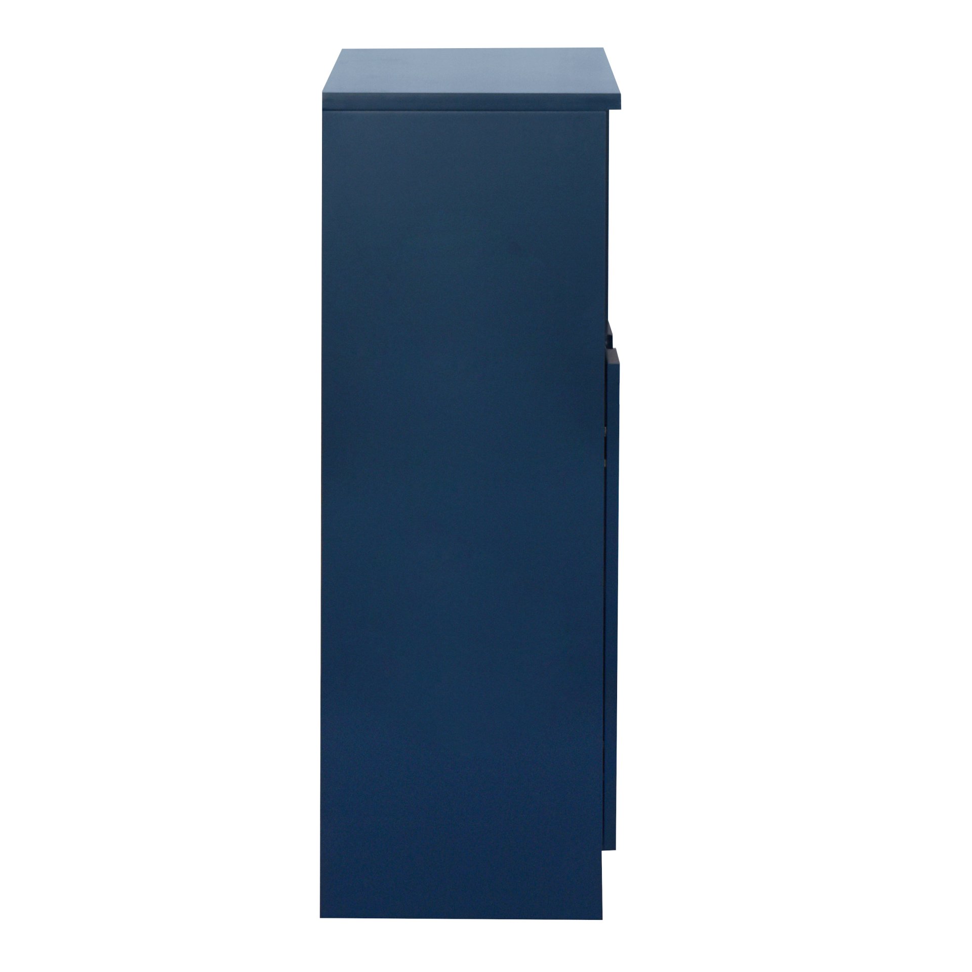 Painted Cabinet With Glass Doors, Drawer, And Open Storage Space For Bedroom And Living Room - Navy Blue - Image 22